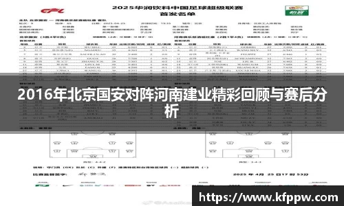2016年北京国安对阵河南建业精彩回顾与赛后分析